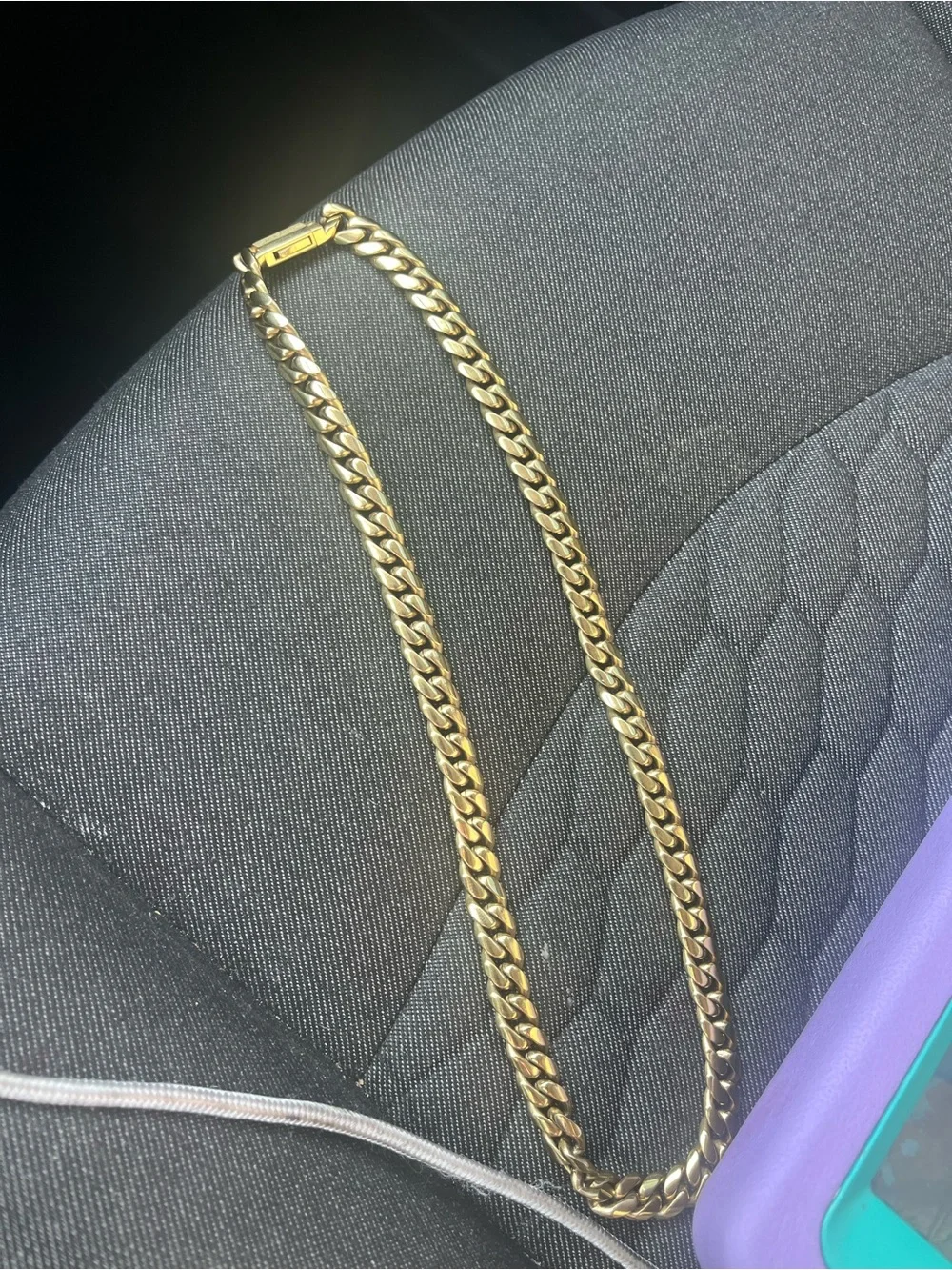 Men's Gold Curb Chain Necklace - Polished Gold Tone